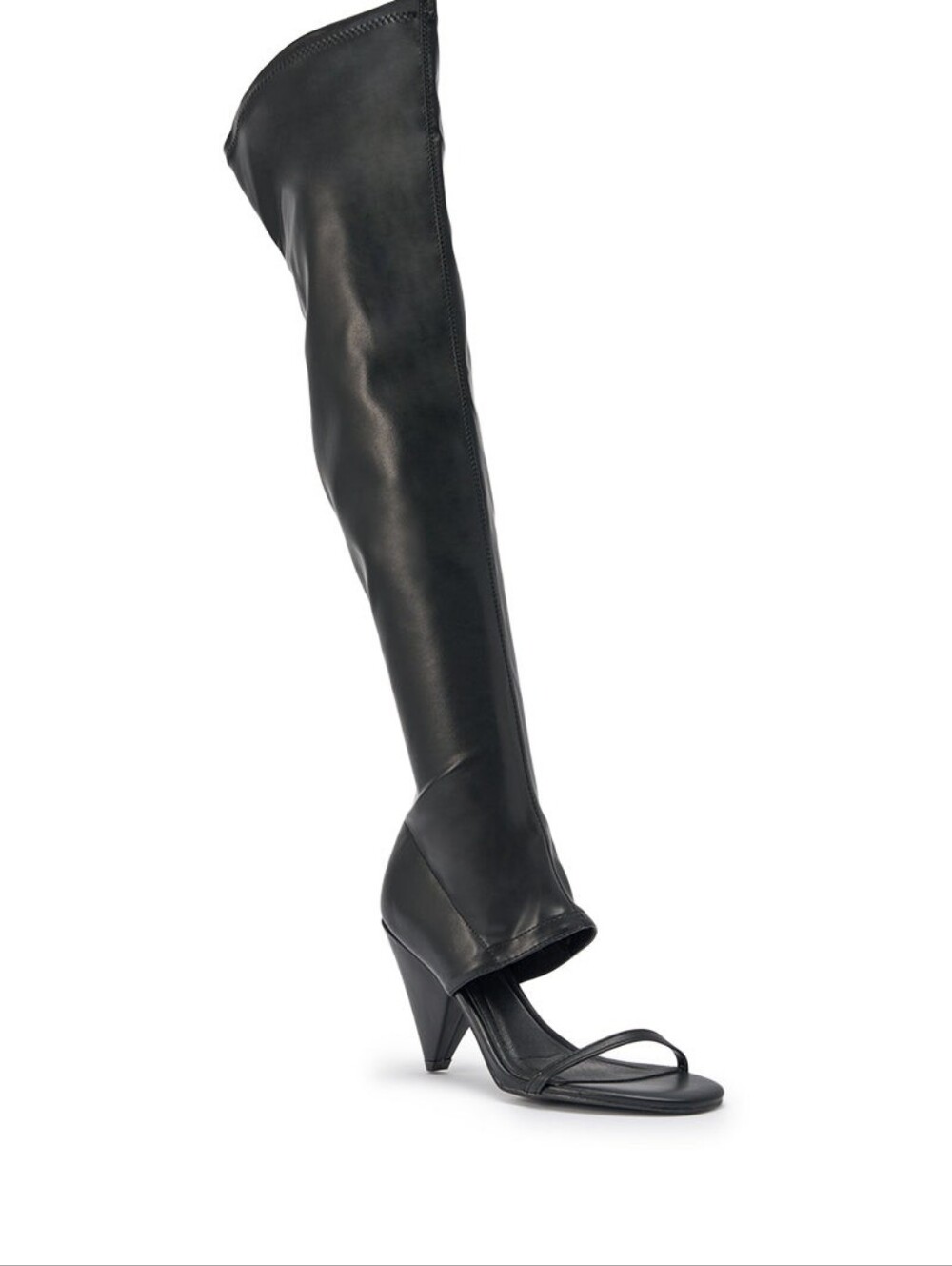 Over-the-Knee Black Stiletto Boots with Side Zip